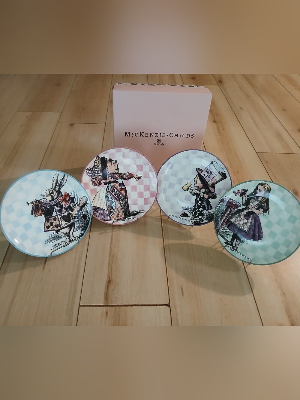 MacKenzie-Childs Pastel Alice in Wonderland Decorative Plate Set - New In Box